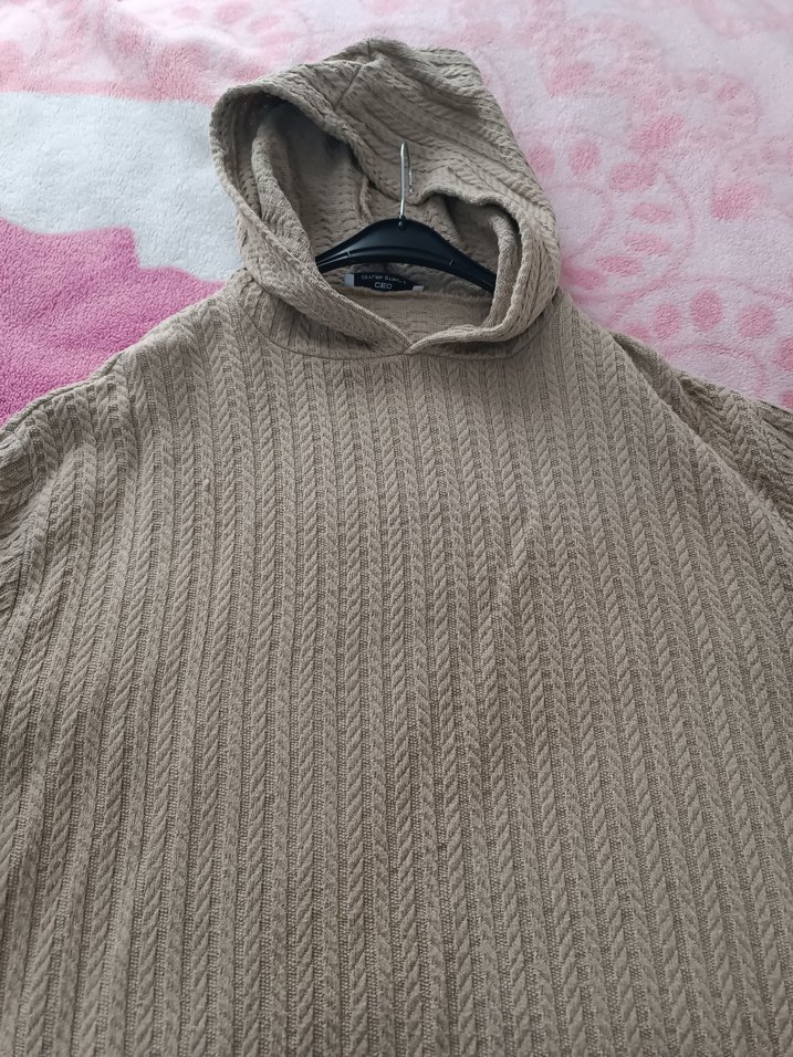 Bej Uzun Kollu Triko Kadın Elbise - Görsel 4