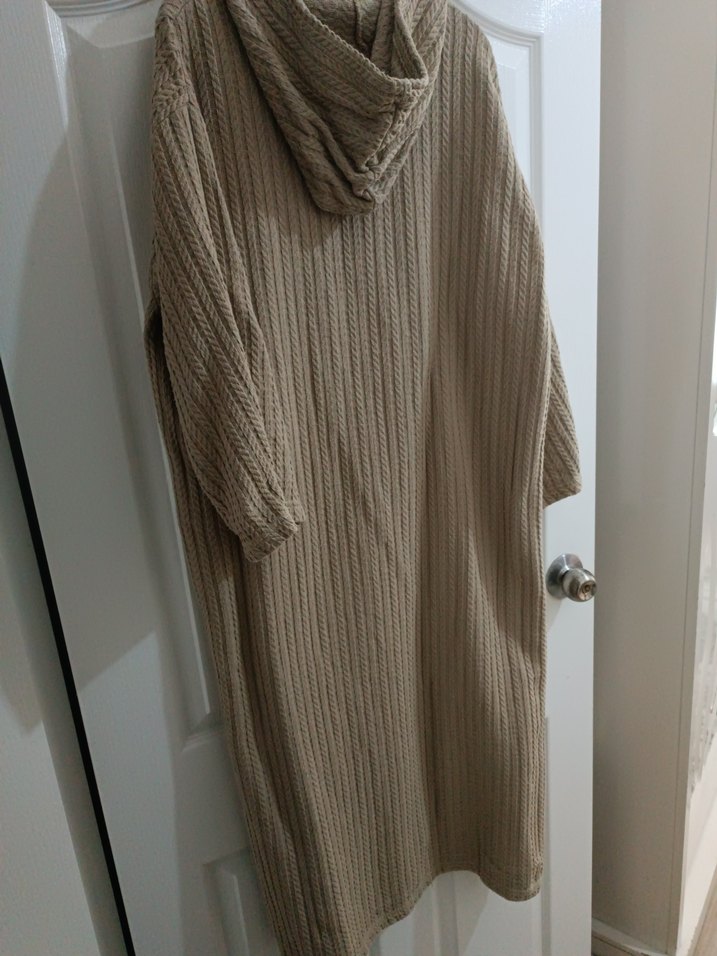 Bej Uzun Kollu Triko Kadın Elbise - Görsel 5