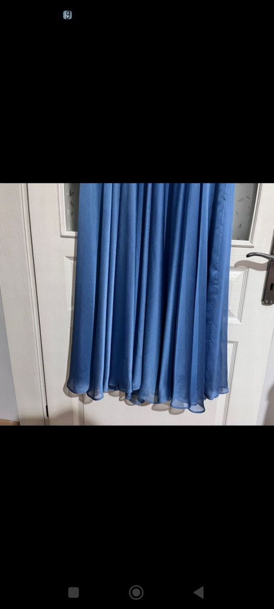 Parlak Mavi Uzun Kollu Kadın Abiye Elbise - Görsel 3