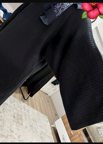 Kadın Siyah Uzun Triko elbise - Görsel 5