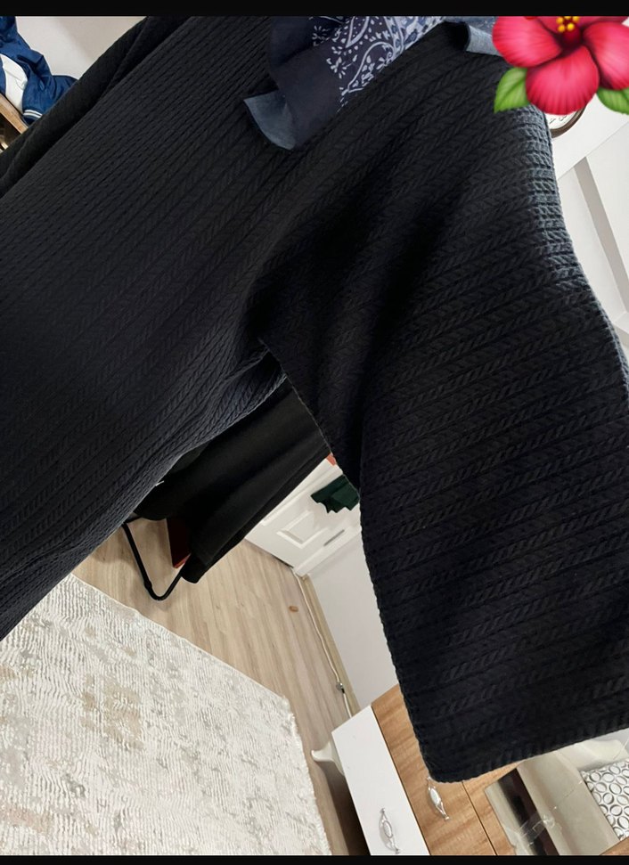 Kadın Siyah Uzun Triko elbise - Görsel 5