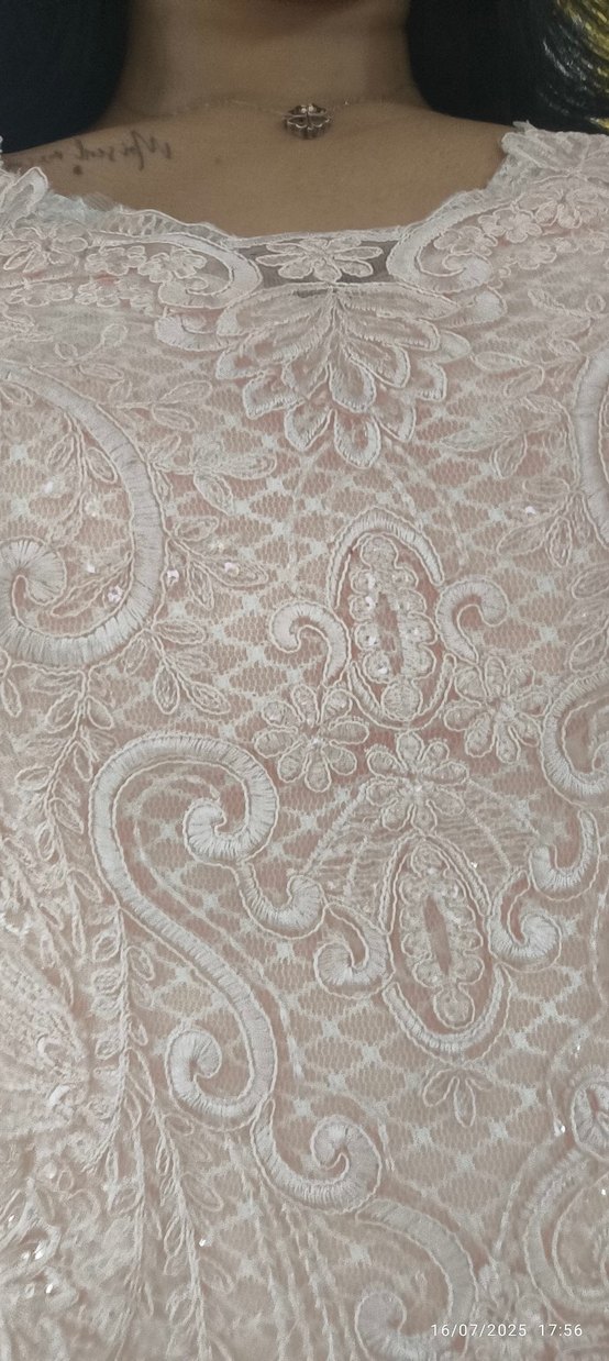 Dantel İşlemeli Pembe Straplez Uzun Abiye - Görsel 2