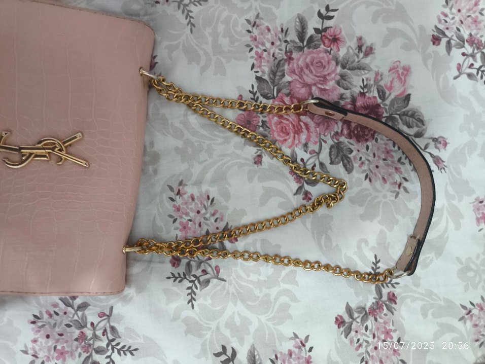 Pembe Zincir Detaylı Bohem Kadın Çanta - Görsel 2