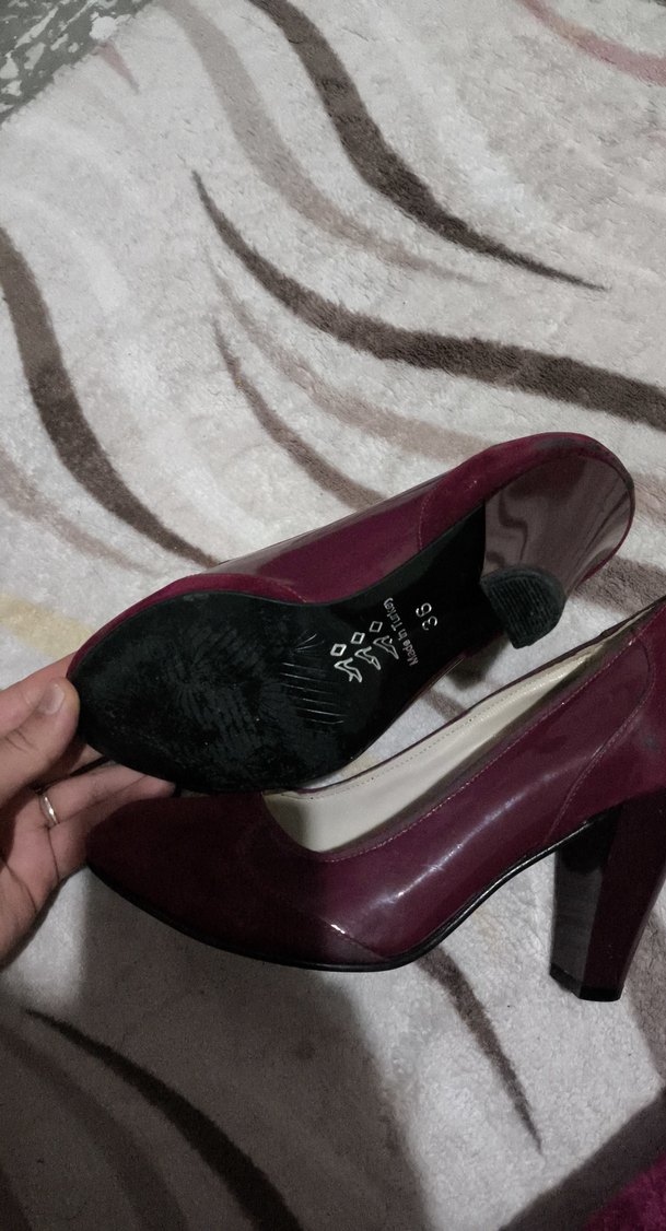 Bordo Süet Kadın Topuklu Stiletto - Görsel 5