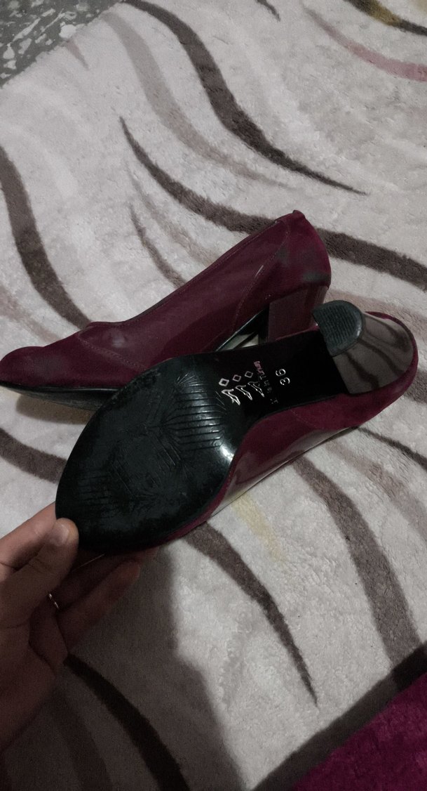 Bordo Süet Kadın Topuklu Stiletto - Görsel 4