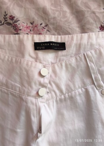 Zara Düğmeli Beyaz Kadın Kumaş Pantolon - Görsel 2