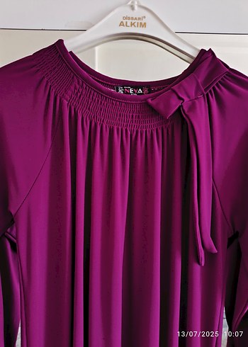 Diger Mor Uzun Drapeli Kadın Elbise - Görsel 2