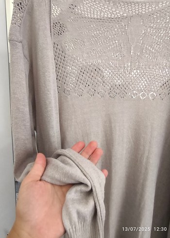 Bej Uzun Örme Kadın Hırka - Görsel 2