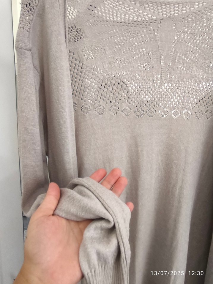 Bej Uzun Örme Kadın Hırka - Görsel 2