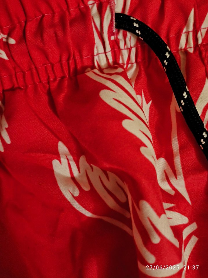 Düğmeli pembe Palmiye Desenli Erkek Mayo Şortu - Görsel 2