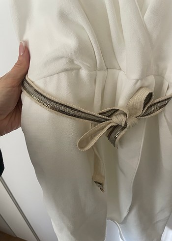 Beyaz İnce Askılı Midi Bohem Kadın Elbise - Görsel 2