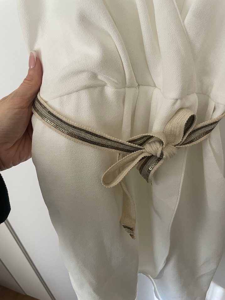 Beyaz İnce Askılı Midi Bohem Kadın Elbise - Görsel 2