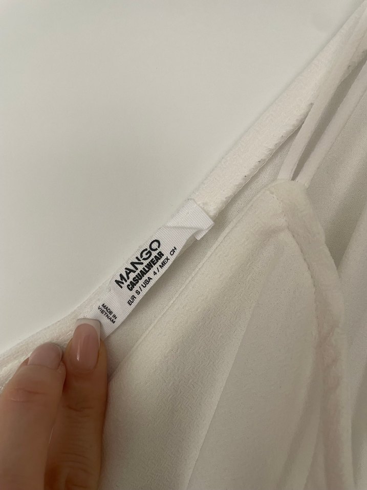 Beyaz İnce Askılı Midi Bohem Kadın Elbise - Görsel 3