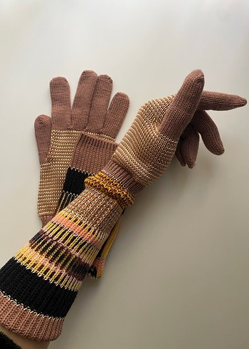 Bohem Çok Renkli Örgü Kadın Eldiven - Görsel 2