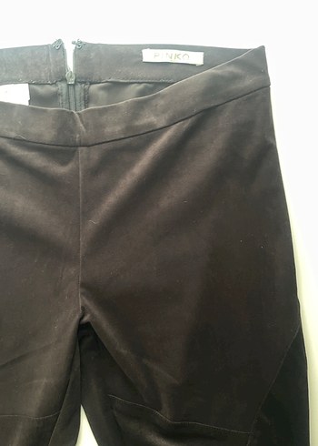 Kahverengi Süet Kadın Pantolon, Fermuarlı, Midi Boy - Görsel 2