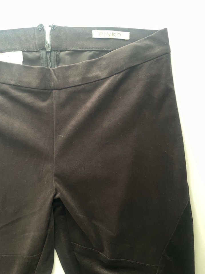 Kahverengi Süet Kadın Pantolon, Fermuarlı, Midi Boy - Görsel 2