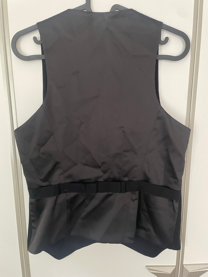 Siyah Düğmeli Kolsuz Tuxedo Ceket - Görsel 3