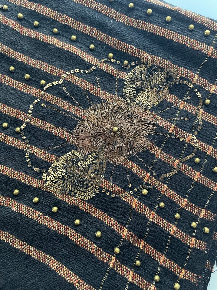 Boncuk İşlemeli Siyah Bohem Kadın Şal büyük boy - Görsel 3