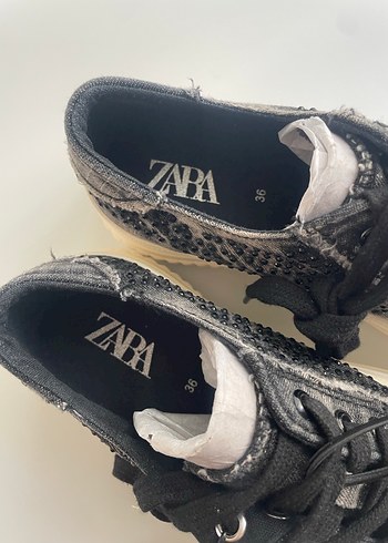 Gri Yılan Desenli Kadın Platform Spor Ayakkabı - Görsel 2