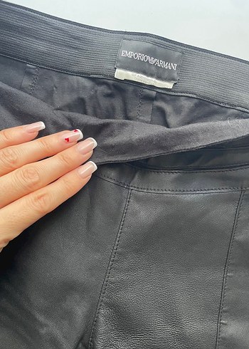 Deri Siyah Kadın Pantolon Fermuarlı - Görsel 3