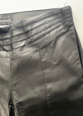 Deri Siyah Kadın Pantolon Fermuarlı - Görsel 2