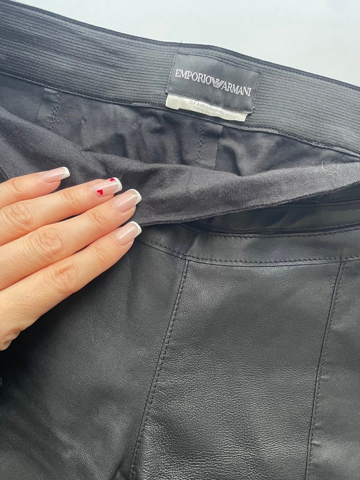 Deri Siyah Kadın Pantolon Fermuarlı - Görsel 3