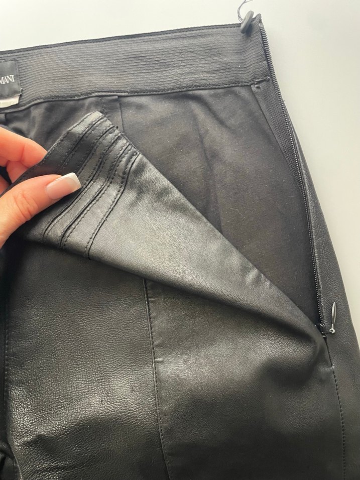 Deri Siyah Kadın Pantolon Fermuarlı - Görsel 4