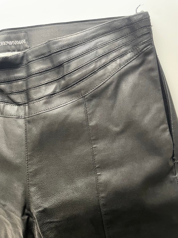 Deri Siyah Kadın Pantolon Fermuarlı - Görsel 2