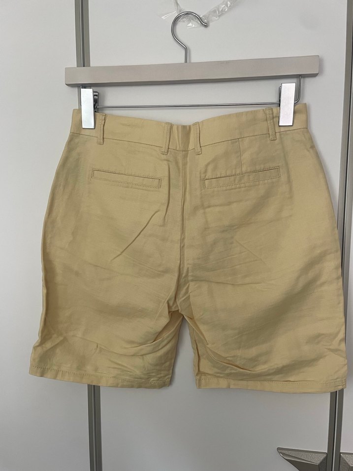 Bej Keten Mini Şort - Görsel 2