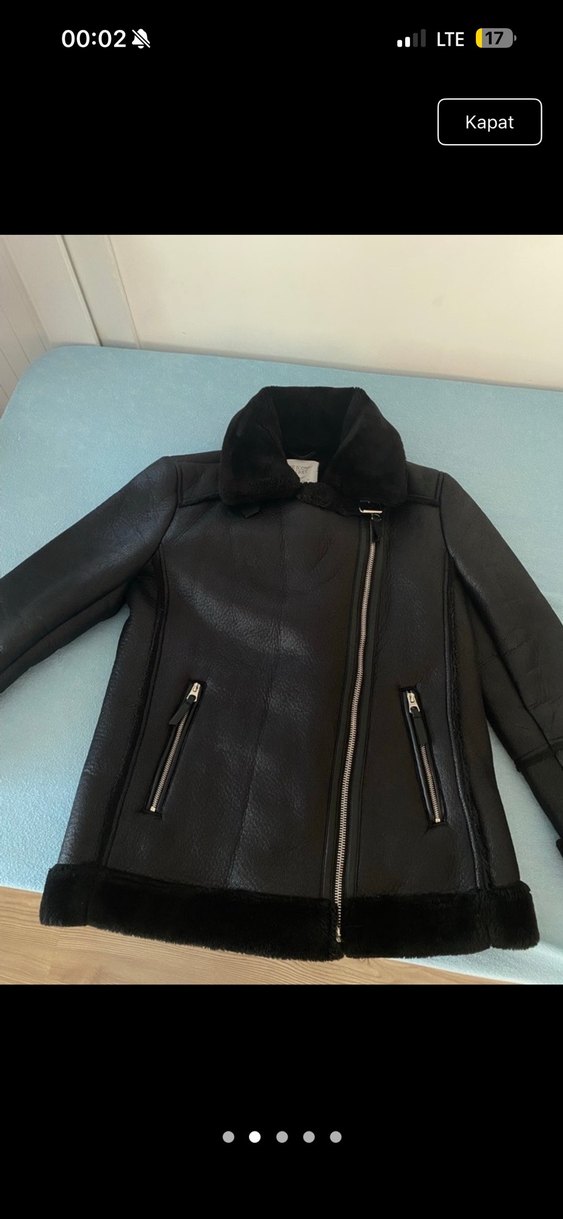 Siyah Deri Kürklü Midi Kadın Ceket - Görsel 2