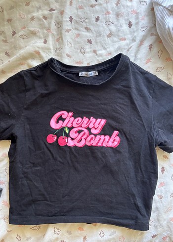 Kız Çocuk Kısa Kollu Baskılı Siyah Tişört - Görsel 2