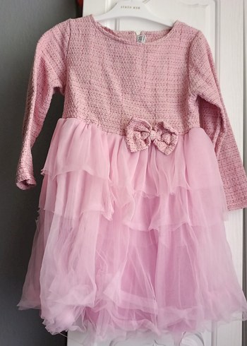 LC Waikiki Kız Çocuk Pembe Triko Fırfırlı Elbise