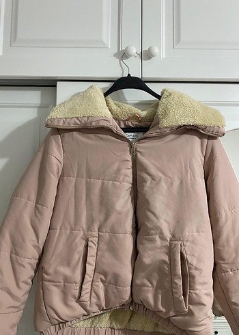 Pembe,Kürklü Kadın Kışlık Mont