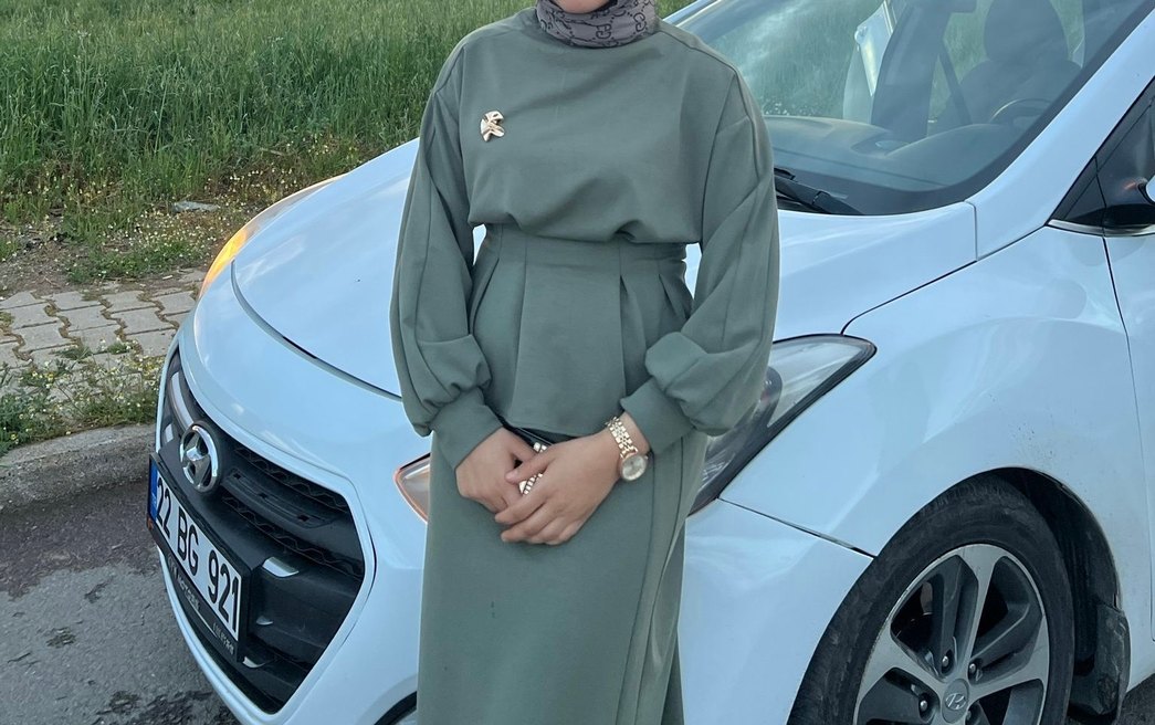 Salaş Kesim, Uzun Kollu Haki Kadın etekli takım - Görsel 3