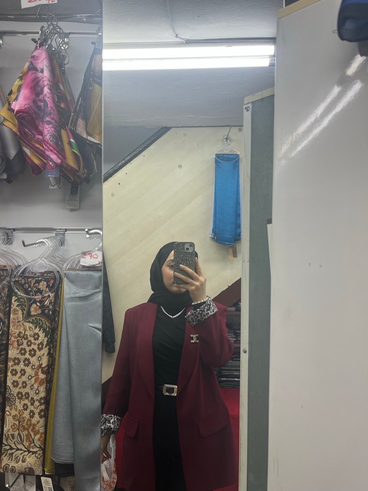 Bordo Kadın kolu leoparlı blazaer  Ceket - Görsel 3