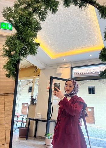 Bordo şeritli Kadın blazer Ceket - Görsel 3