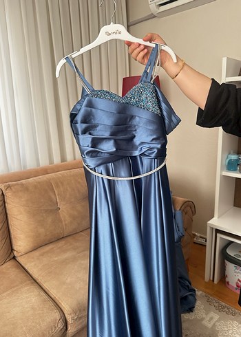 Lacivert Uzun Abiye Elbise - Görsel 3