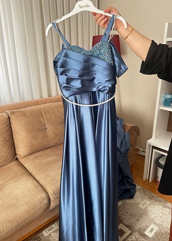 Lacivert Uzun Abiye Elbise - Görsel 2