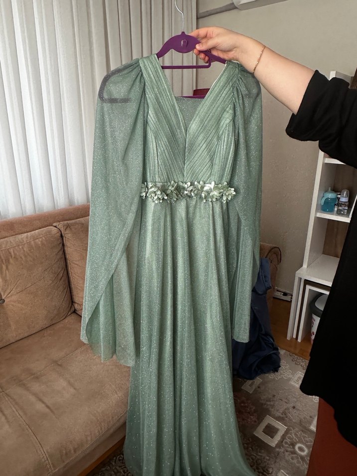 Uzun Kollu  Abiye Elbise - Görsel 5