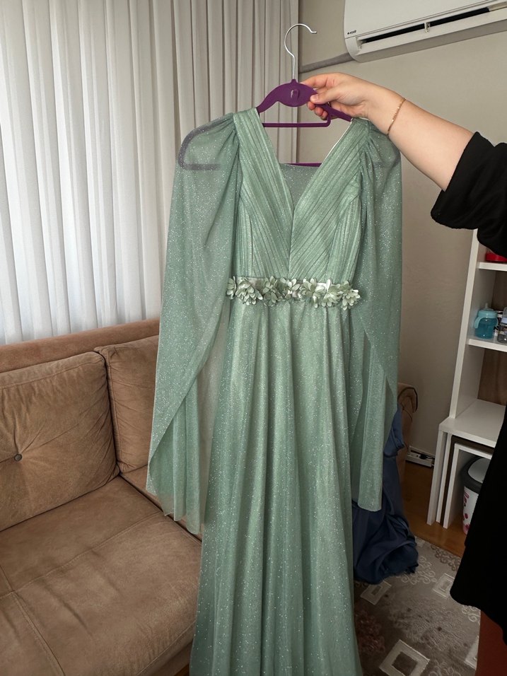 Uzun Kollu  Abiye Elbise - Görsel 4