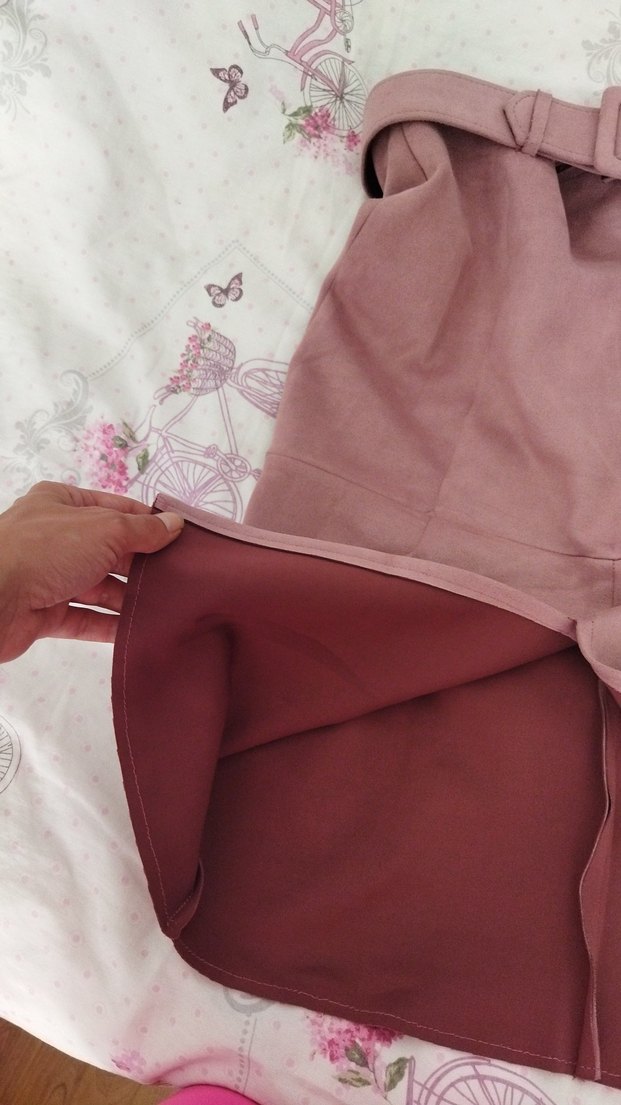 Pembe Süet Kemerli Kalem Etek - Görsel 4