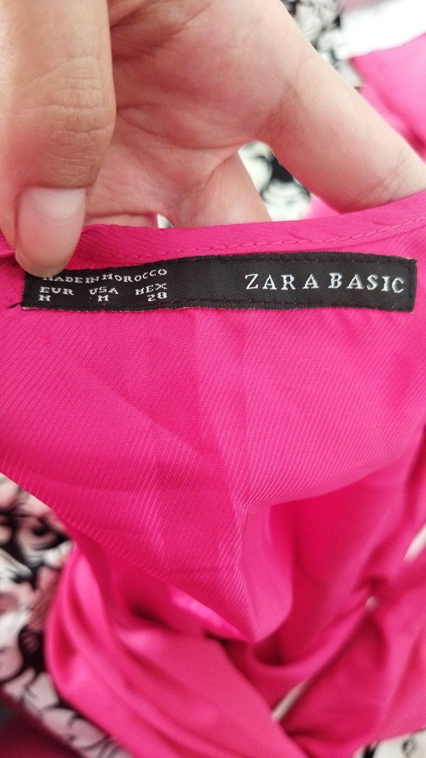 Zara Pembe V Yaka Şifon Mini Elbise - Görsel 4