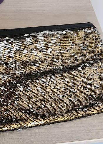 Beden İpekyol Altın Renkli pullu Deri Kadın Clutch
