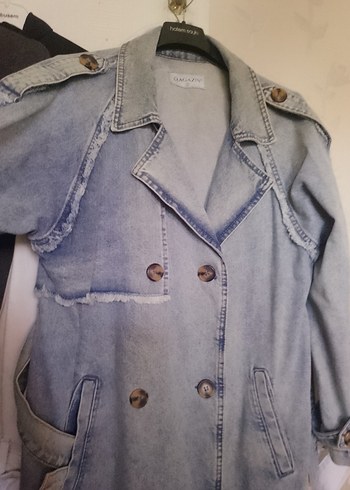 Diğer Mavi Uzun Düğmeli Denim trençkot