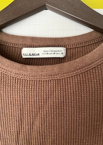 Pull and Bear Kahverengi Uzun Kollu Triko Kadın Kazak - Görsel 2