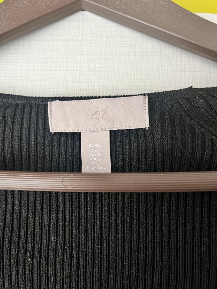 H&M siyah Kadın İnce Triko Uzun Kollu Kazak - Görsel 3