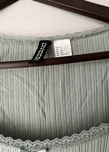 H&M açık yeşil-gri Uzun Kollu  Kadın Bluz - Görsel 3