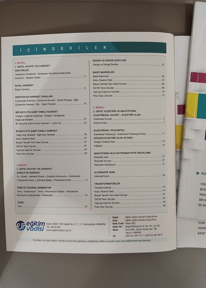 Eğitim vadisi 11. Sınıf Fizik modüler soru bankası - Görsel 2