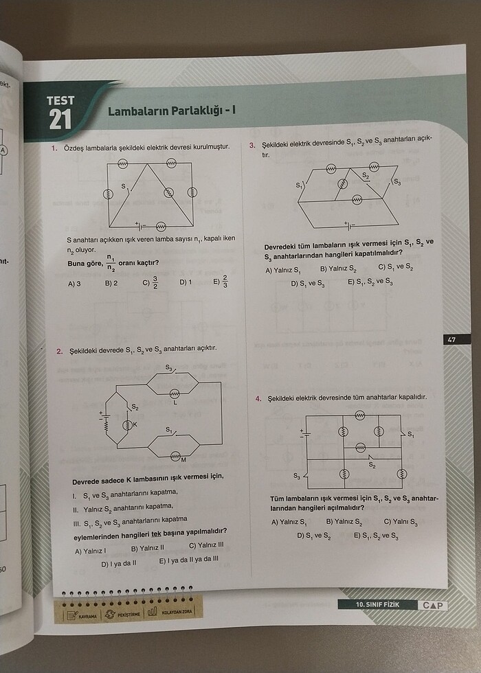 Çap 10. sınıf anadolu lisesi Fizik soru bankası - Görsel 3
