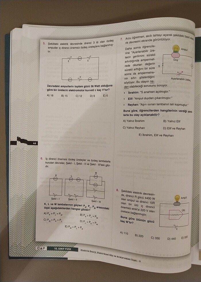 Çap 10. sınıf anadolu lisesi Fizik soru bankası - Görsel 2